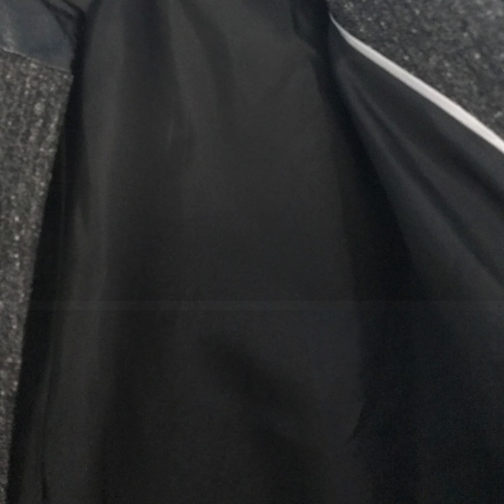 Worthington L retro grey tweed black crinkled faux black leather crop jacket - Picture 7 of 10